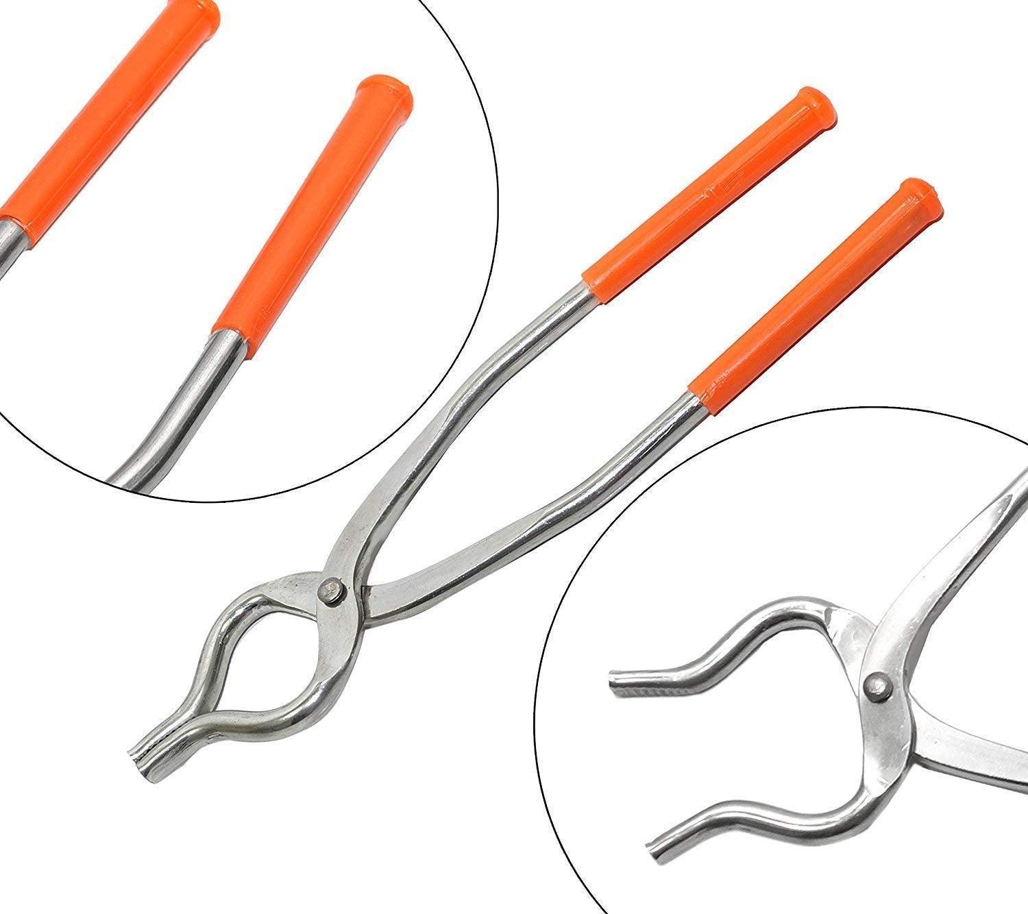 Multipurpose Stainless Steel Pakkad/Gripper/Lifter Holders For Kitchen Cooking (Silver and Orange) - Walgrow.com