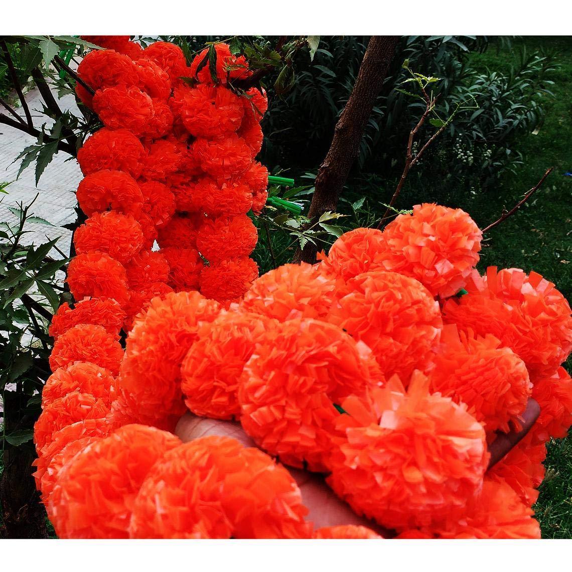 Orange Artificial Marigold Garlands Flower For Home, Office & Festive Event Decoration - Walgrow.com