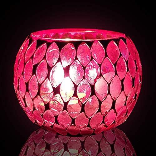 Oval Design Round Glass Moroccan Mosaic Tealight Candle (7 Cm x 10 Cm x 10 Cm ,Pack Of 2) - Walgrow.com