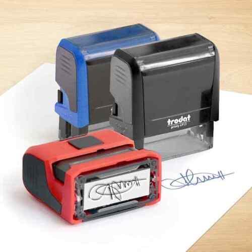 Personalised Custom Self-Inking Rubber Plastic Case Stamps (Rectangle, Blue Ink) - Walgrow.com