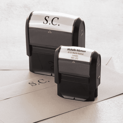 Personalised Custom Self-Inking Rubber Plastic Case Stamps (Rectangle, Blue Ink) - Walgrow.com