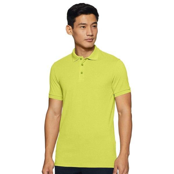 Plain Super Soft Blend Cotton Summer Men's Half Sleeve Regular Fit Polo Shirt (Small, Lemon Yellow) - Walgrow.com