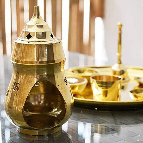 Round Brass Pooja Purpose and Camphor Fragrance Oil Lamp Diya (Golden) - Walgrow.com