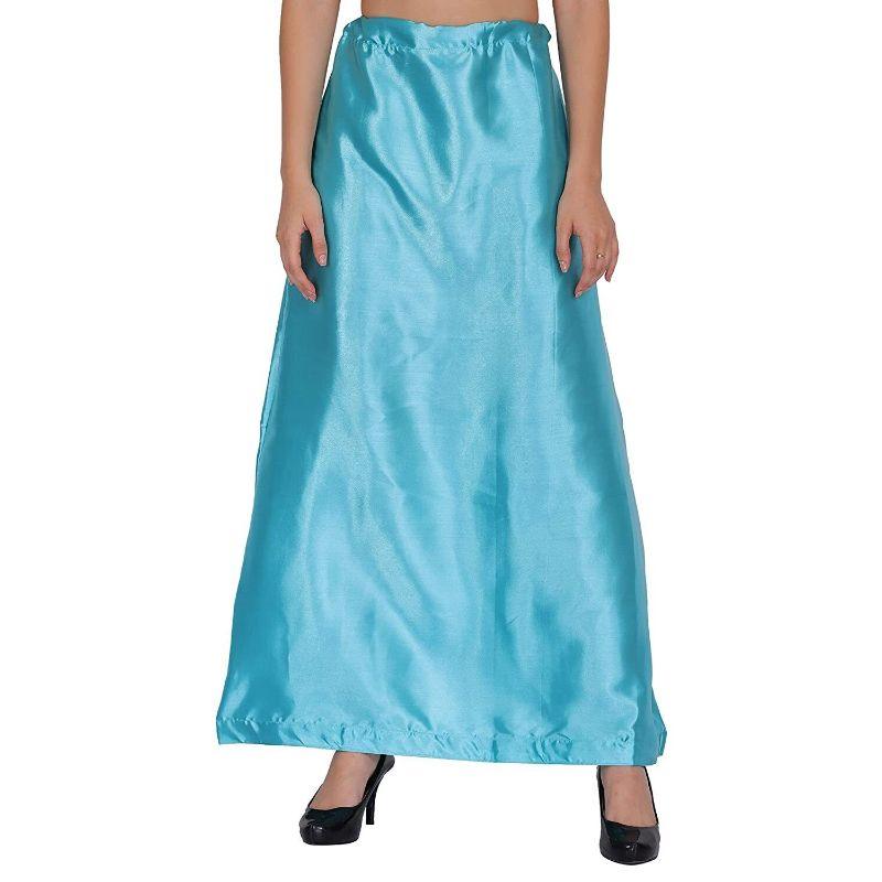 Women Satin Saree Petticoat Blue underskirt, skirt indian sari