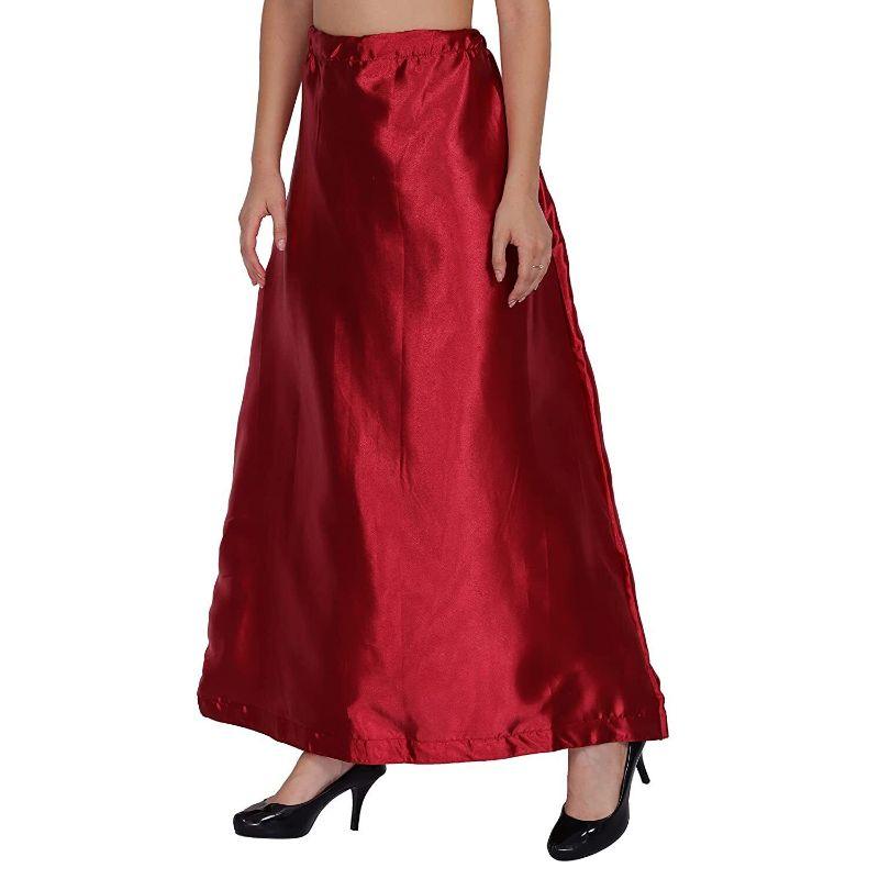 Satin Silk Saree Petticoat Solid Inskirt Underskirt Skirt Indian Sari Inner wear - Walgrow.com