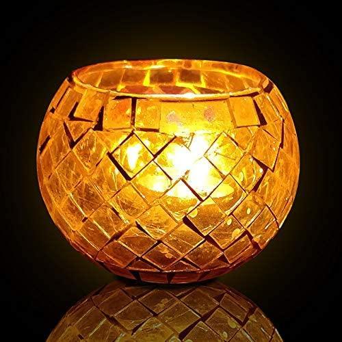 Square Design Round Moroccan Glass Tealight Candle Holder (7 Cm x 10 Cm x 10 Cm, Pack Of 2) - Walgrow.com