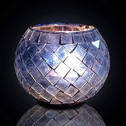 Square Design Round Moroccan Glass Tealight Candle Holder (7 Cm x 10 Cm x 10 Cm, Pack Of 2) - Walgrow.com