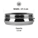 Stainless Steel Belly Shape Spices/Masala Dabba/Box with Lid, 7 Containers and Spoon (1.1 Ltr, Silver) - Walgrow.com