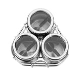 Stainless Steel Spices and Dry Fruit Round Containers with Stand and Spoons - Walgrow.com