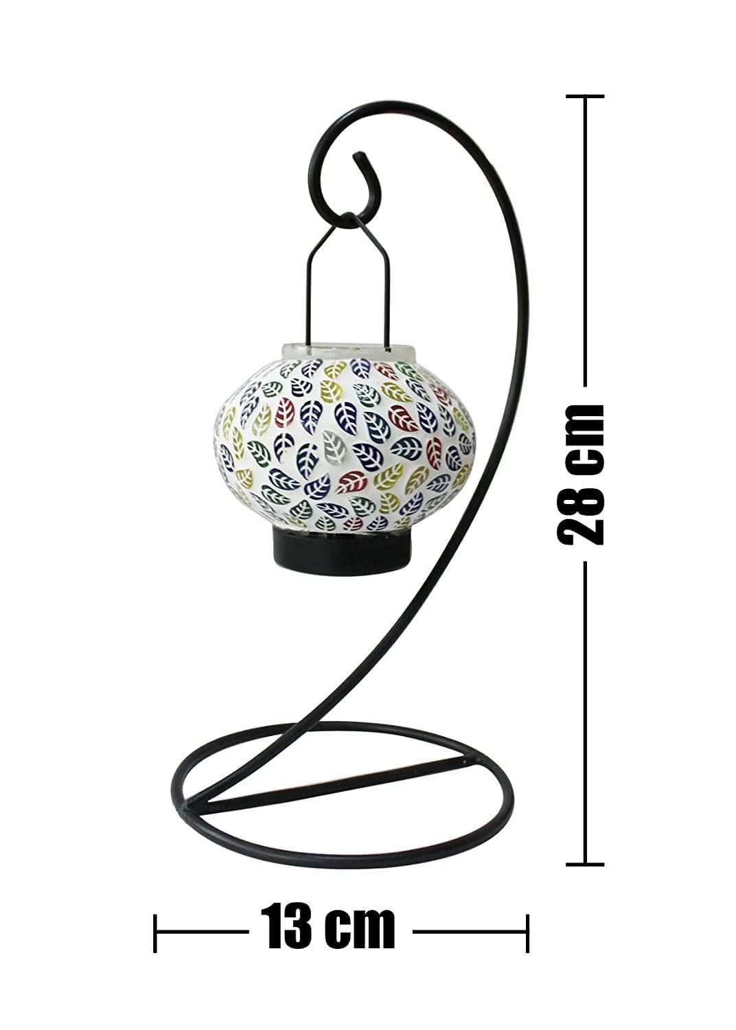 Table Mount Hanging Mosaic Glass Tealight Votive Candle Holder with Metal Frame - Walgrow.com