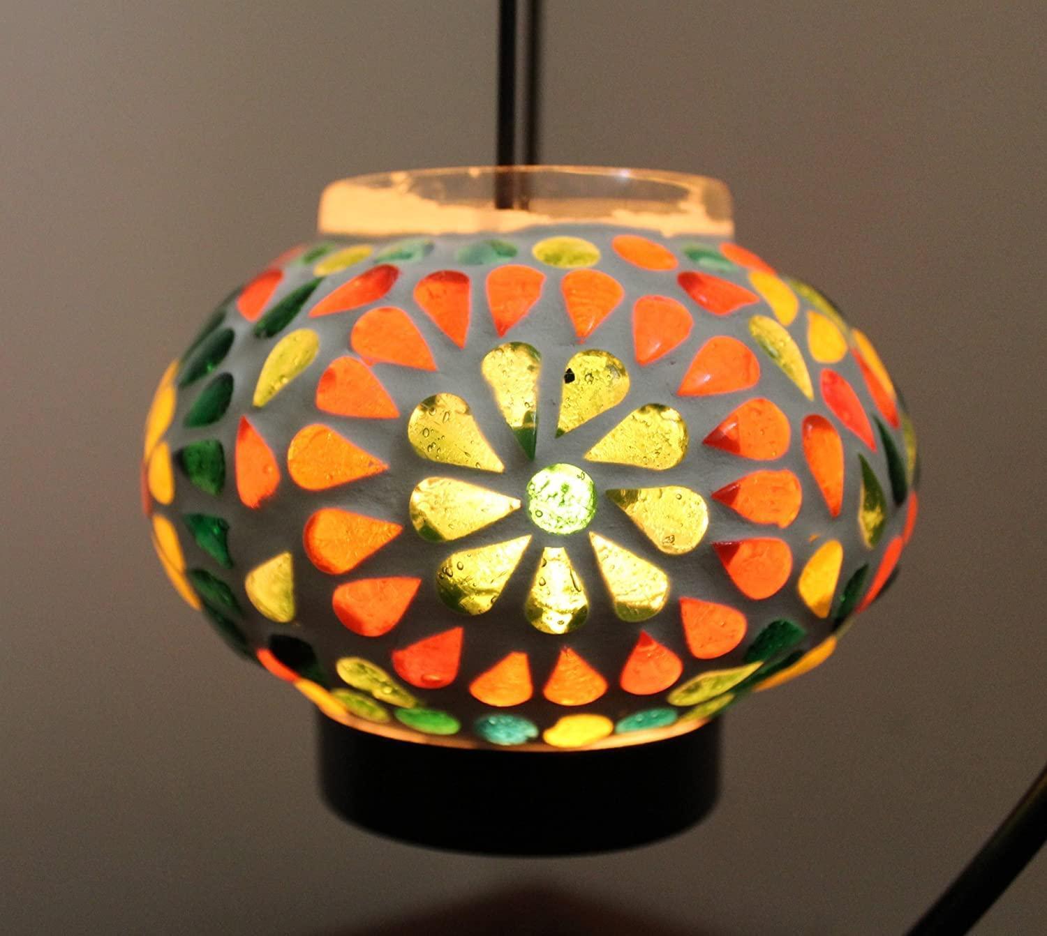 Table Mount Hanging Mosaic Glass Tealight Votive Candle Holder with Metal Frame - Walgrow.com