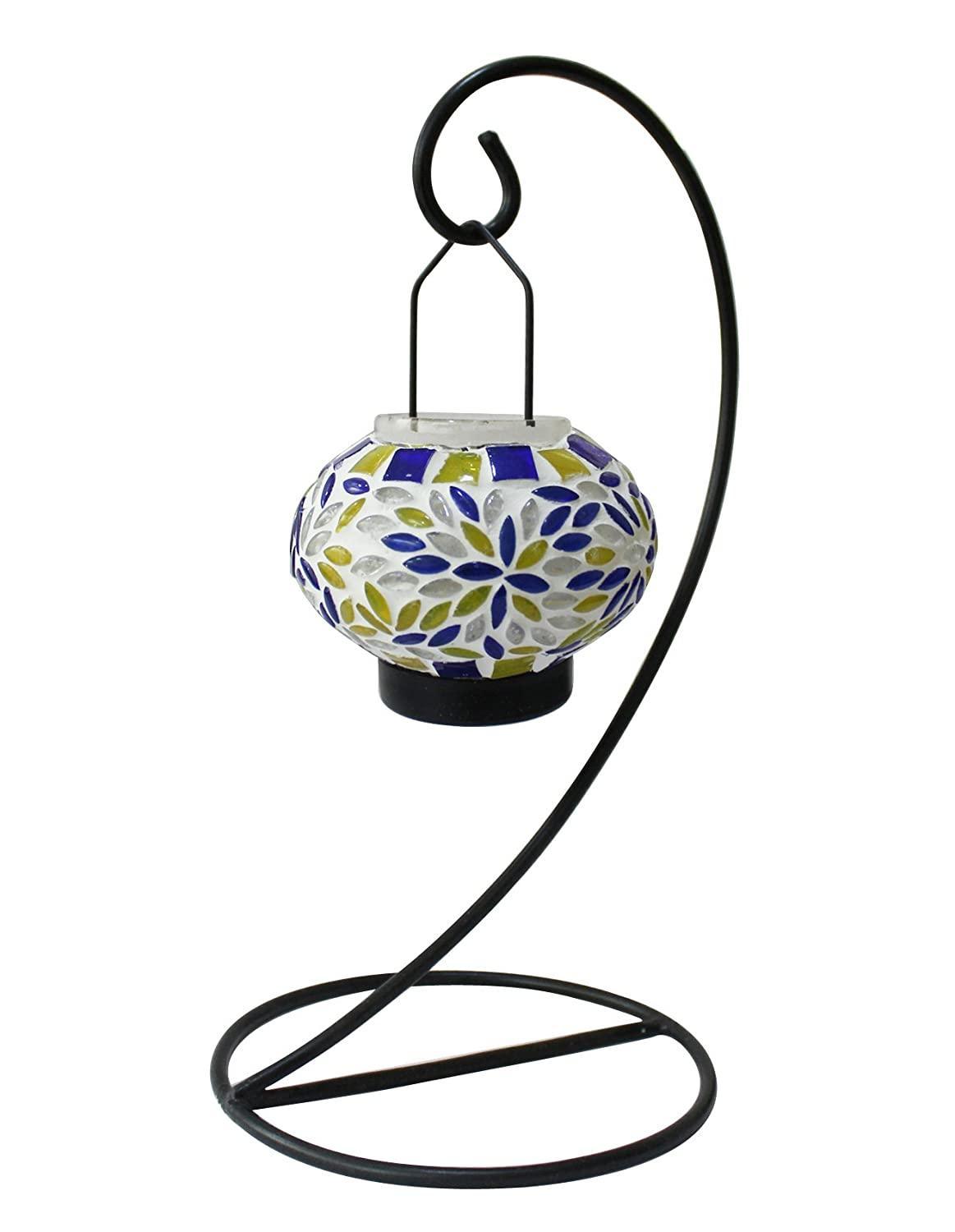 Table Mount Hanging Mosaic Glass Tealight Votive Candle Holder with Metal Frame - Walgrow.com