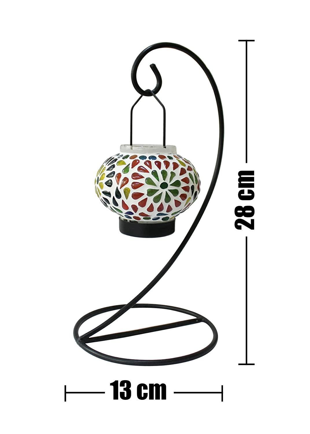 Table Mount Hanging Mosaic Glass Tealight Votive Candle Holder with Metal Frame - Walgrow.com