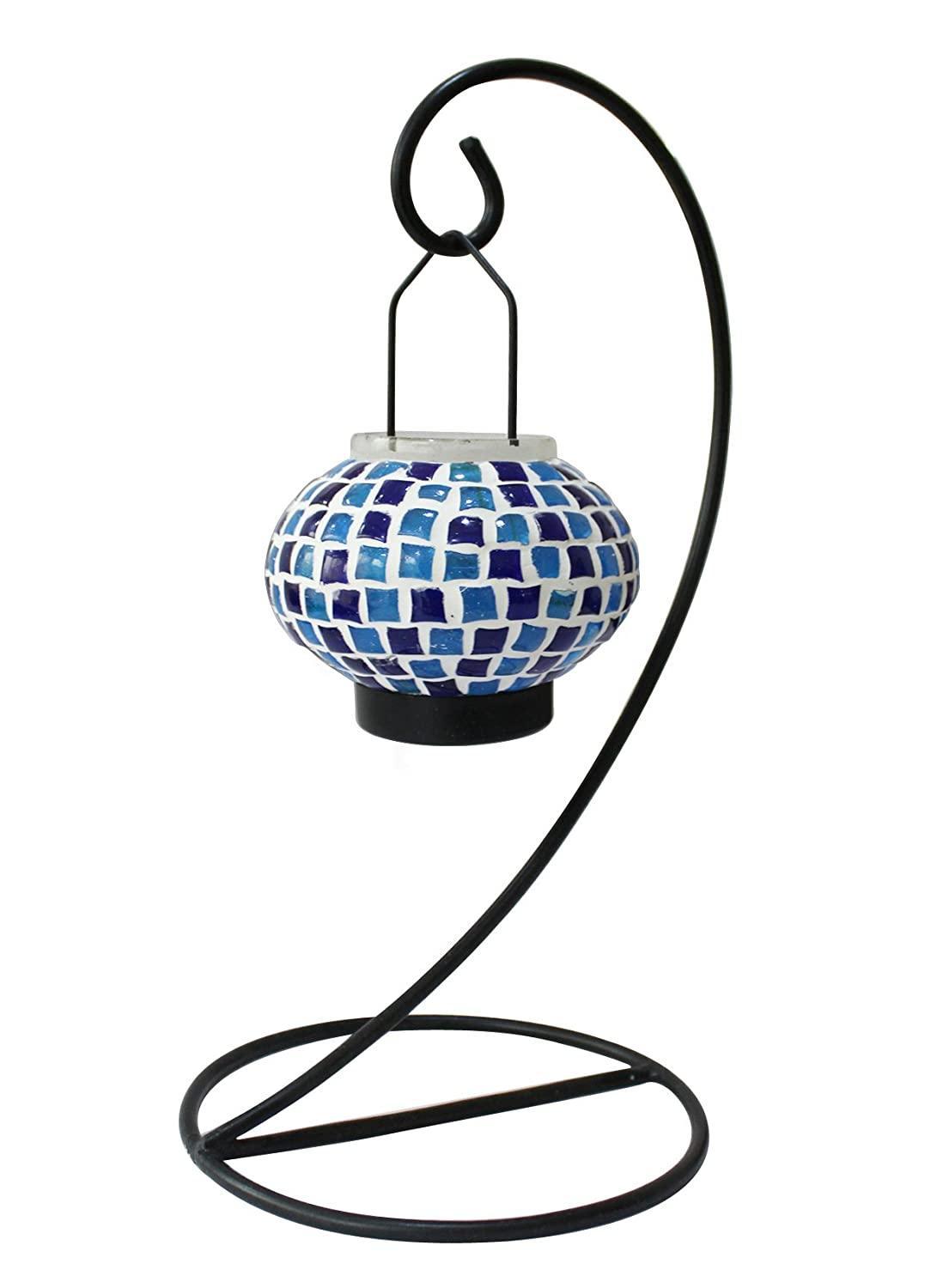 Table Mount Hanging Mosaic Glass Tealight Votive Candle Holder with Metal Frame - Walgrow.com