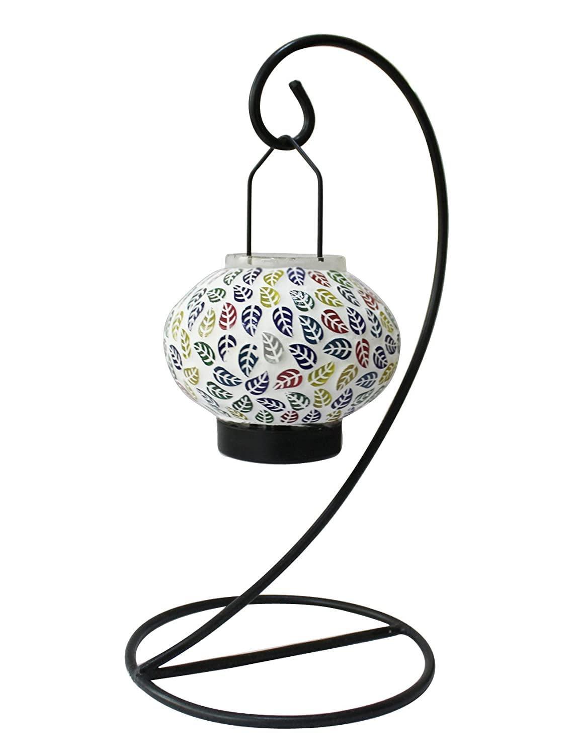 Table Mount Hanging Mosaic Glass Tealight Votive Candle Holder with Metal Frame - Walgrow.com