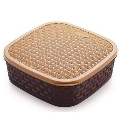 BPA Free Multipurpose Square 7 In 1 Section Plastic Spices/Masala Storage Dabba/Box (Square, Brown) - Walgrow.com