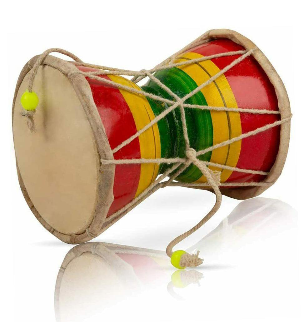 Walgrow Indian Handmade Shiv Musical Instrument Damaru/Dholak with Cotton Cords (12 Cm, Multicolor) - Walgrow.com