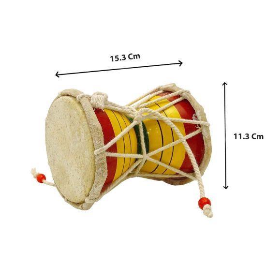 Walgrow Indian Handmade Shiv Musical Instrument Damaru/Dholak with Cotton Cords (15 Cm, Multicolor) - Walgrow.com