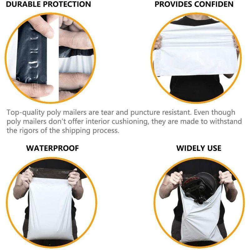 Waterproof and Tear-Resistant Mailing Shipping Envelopes Courier Bags Without POD Sleeve (12 x 16 Inches, 75 Microns, White) - Walgrow.com