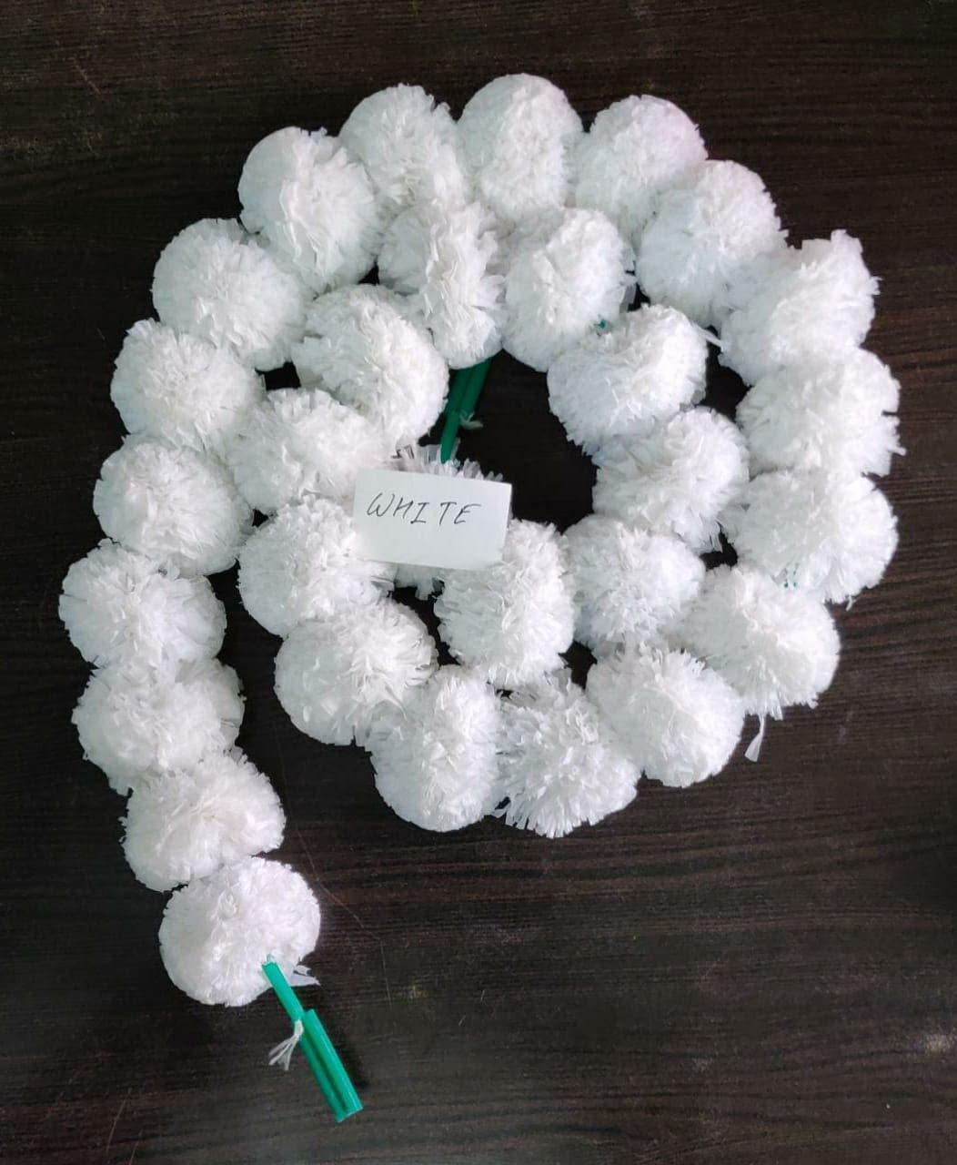 White Artificial Marigold Garlands Flower For Home, Office & Festive Event Decoration - Walgrow.com