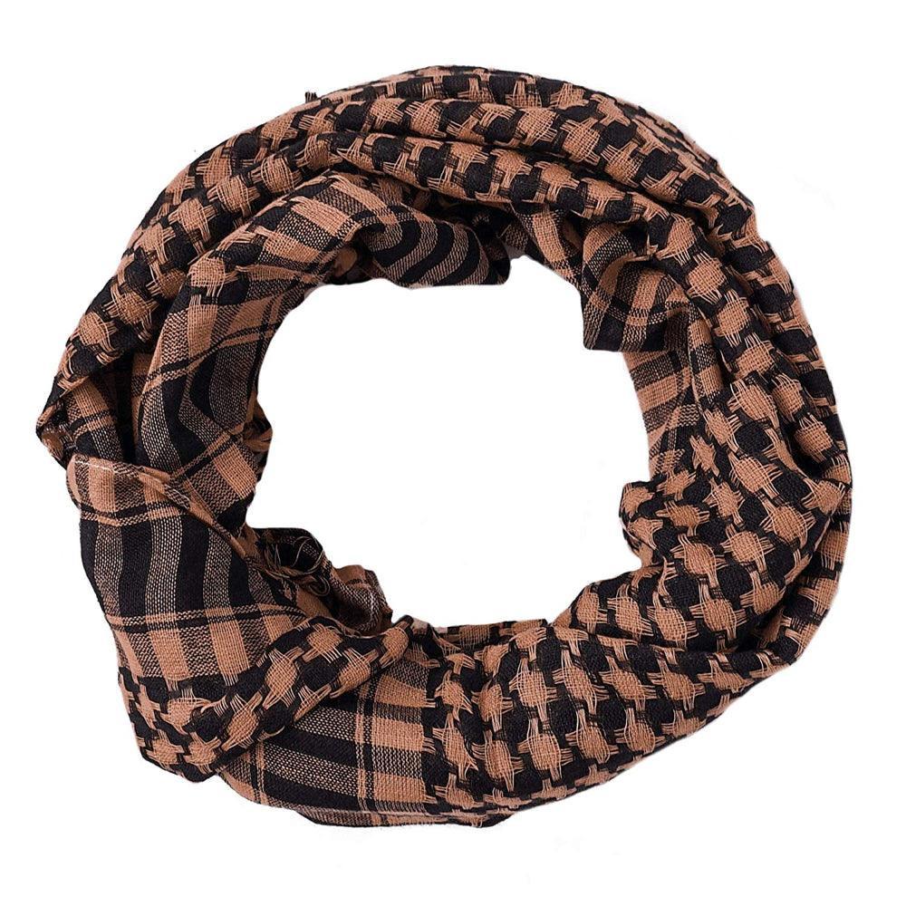 Zindwear Unisex Cotton Arab Keffiyeh Desert Shemagh Military Arafat Scarf/Scarves/Wrap (40 X 40 Inch, Chocolate Brown) - Walgrow.com