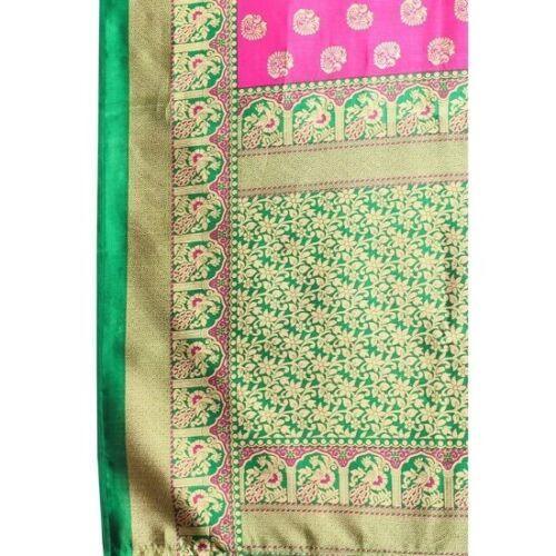 Zindwear Women's Baby Pink Printed Poly Silk Saree with Blouse Party Wedding and Casual Wear - Walgrow.com