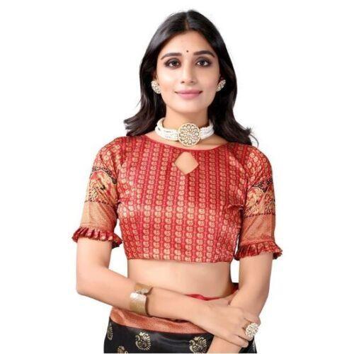 Zindwear Women's Black with Golden Printed Poly Silk Saree with Blouse Party Wedding and Casual Wear - Walgrow.com