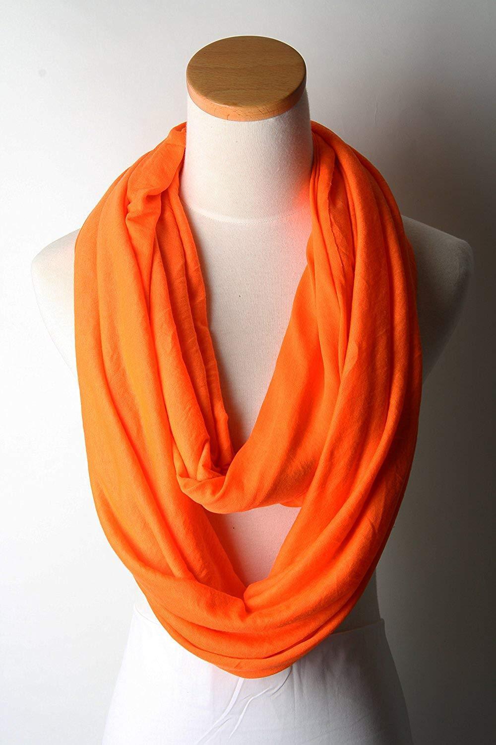 Zindwear Women's Cotton Hosiery Infinity Around Loop Convertible Scarves/Wraps (One Size, Orange) - Walgrow.com