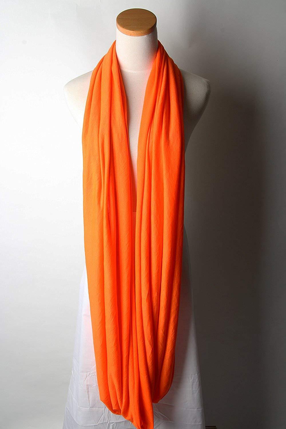 Zindwear Women's Cotton Hosiery Infinity Around Loop Convertible Scarves/Wraps (One Size, Orange) - Walgrow.com