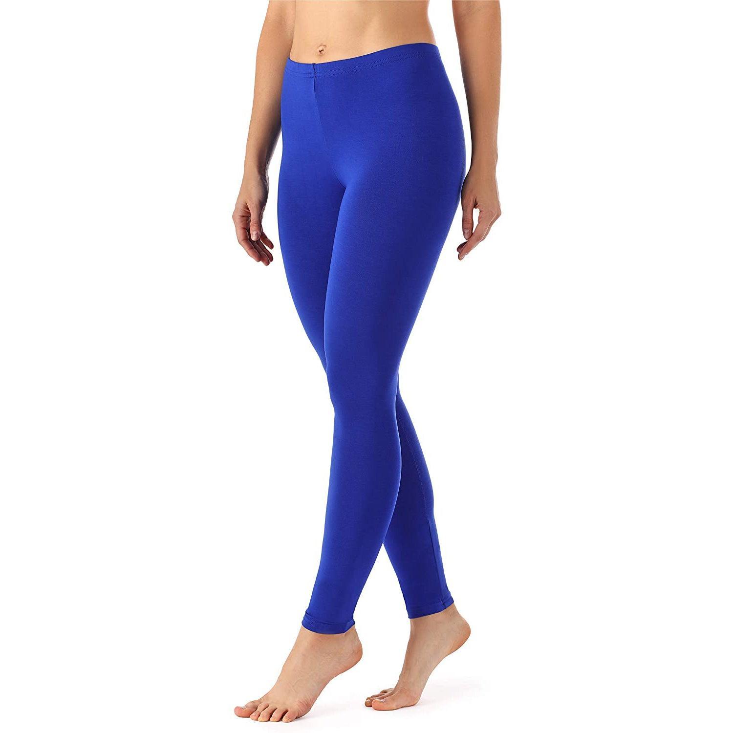 Zindwear Women's Cotton Soft Plain Summer Stretchy Ankle Length Leggings (One Size, Blue) - Walgrow.com