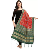 Zindwear Women's Floral Design Woven Silk Blend Dupatta/Chunni/Scarf (Green and Red) - Walgrow.com