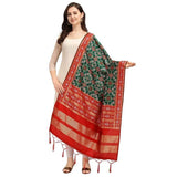 Zindwear Women's Floral Design Woven Silk Blend Dupatta/Chunni/Scarf (Red and Green) - Walgrow.com