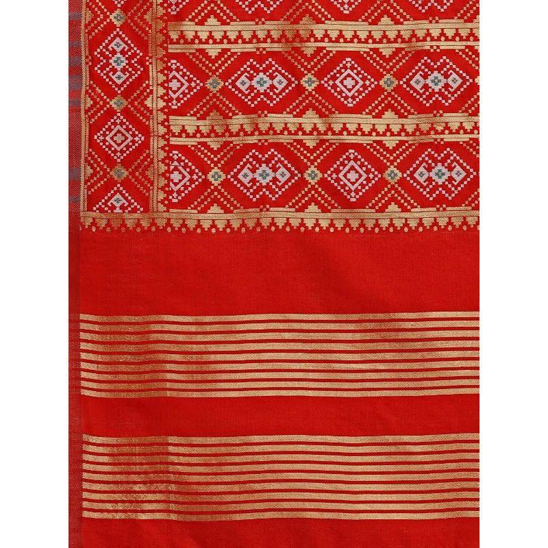 Zindwear Women's Floral Design Woven Silk Blend Dupatta/Chunni/Scarf (Red and Sea Green) - Walgrow.com